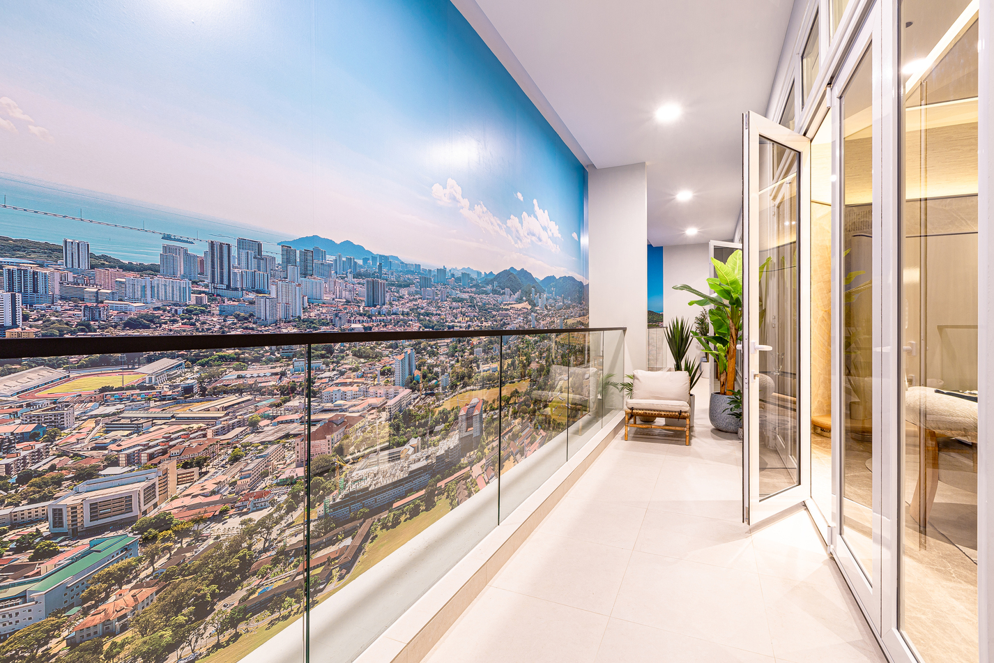 Cantonment Residence show unit balcony with George Town outlook