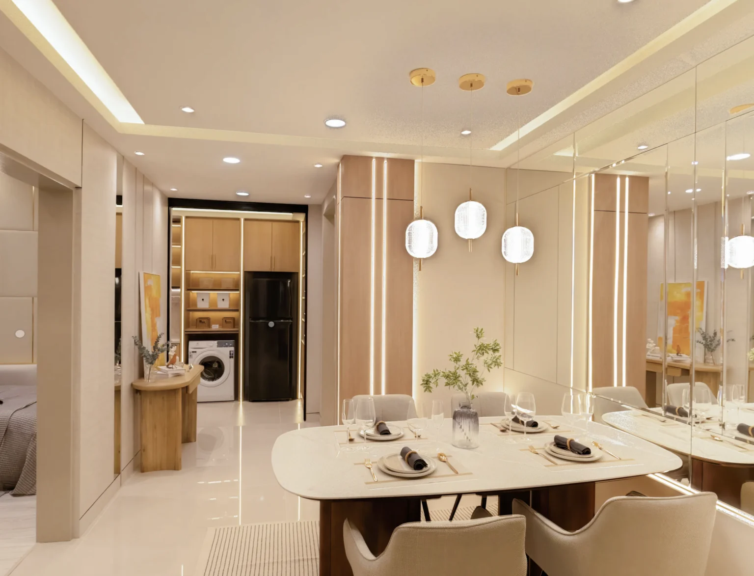 Pinnacle show unit dining and living area