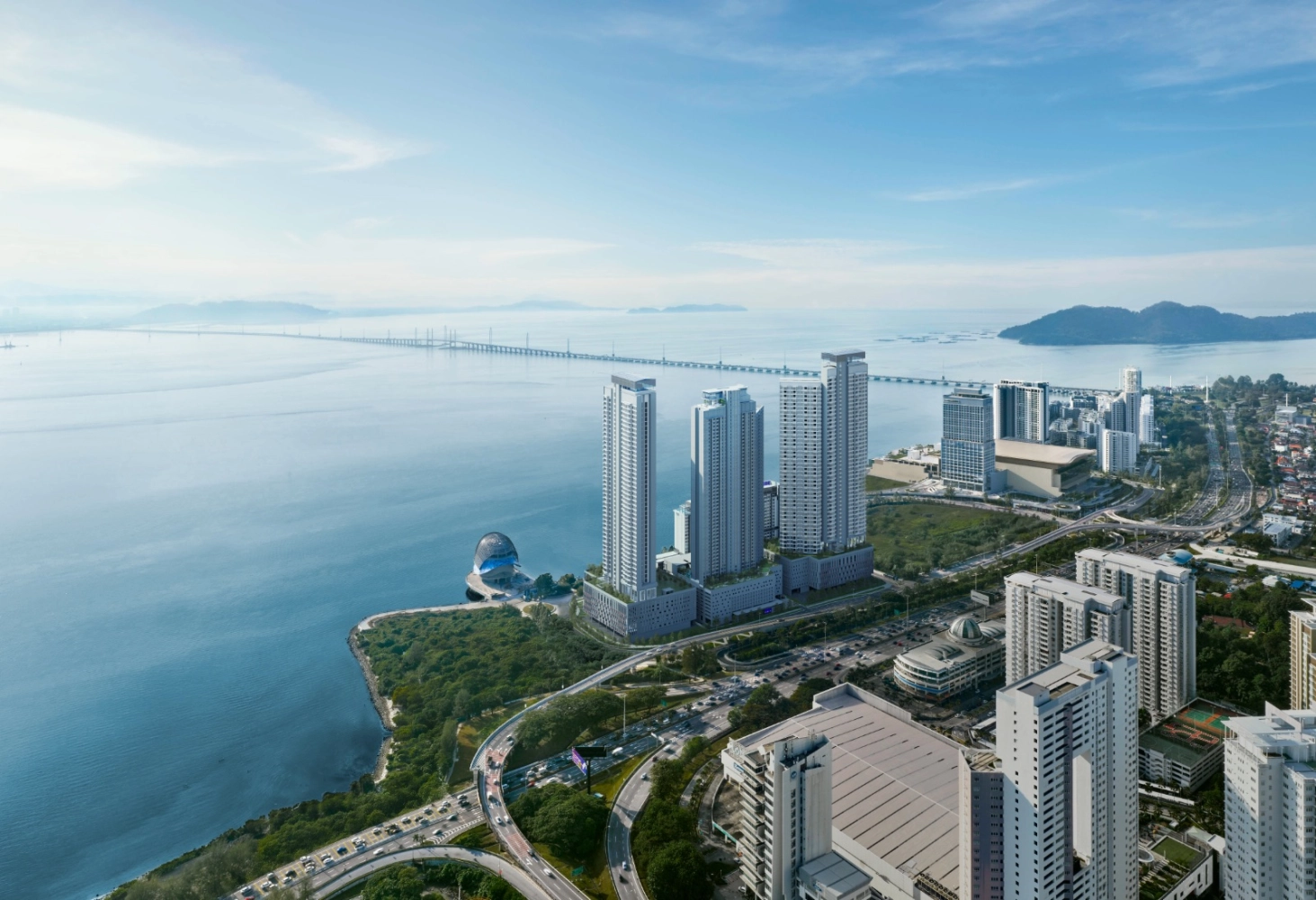 Aerial development context visual for The Lighthauz in Gelugor