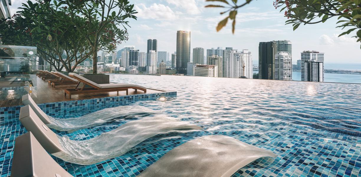 Artist impression of Lumina Residence infinity pool overlooking George Town