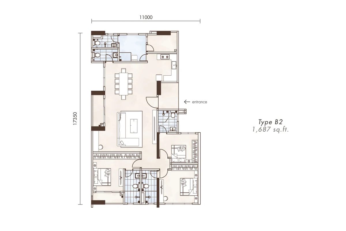 Alton Type B2 floor plan, approximately 1,687 square feet