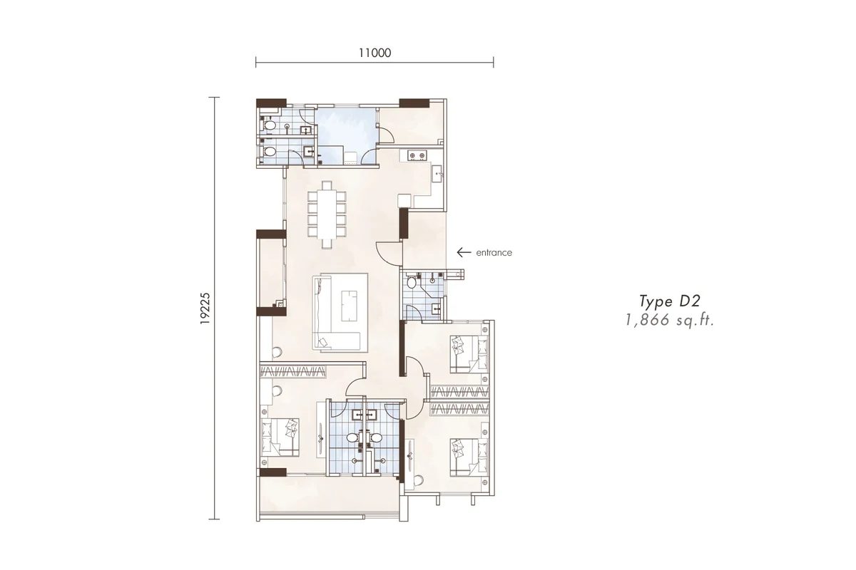 Alton Type D2 floor plan, approximately 1,866 square feet