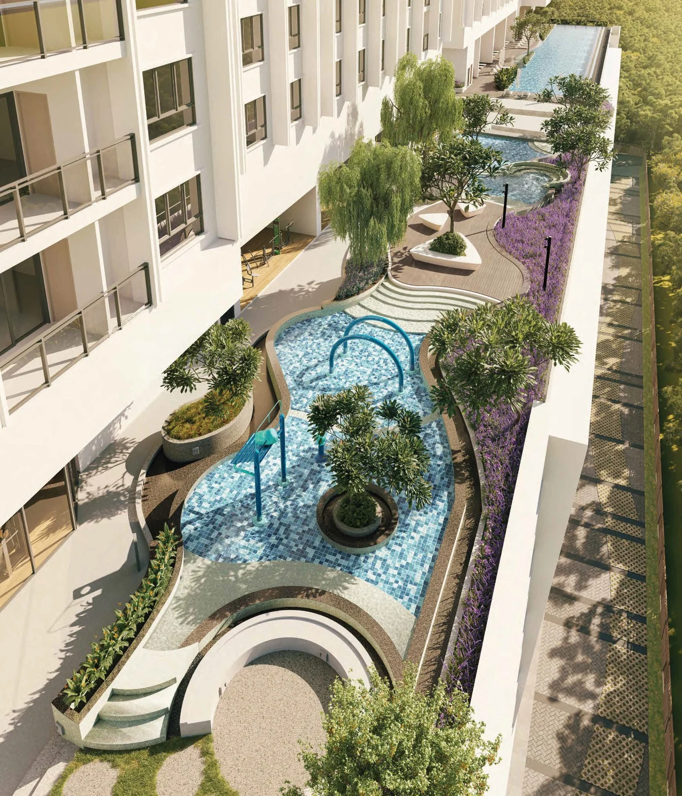 Artist impression of Waterstone wellness pool and landscaping